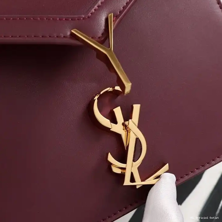 CHEAP Clasp Leather Cassandra In Laurent Smooth Burgundy Saint Gold Bag 0328
